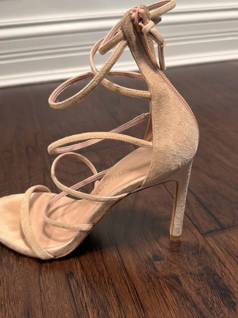 Stuart Weitzman Beige Nude Strappy Suede High Heels